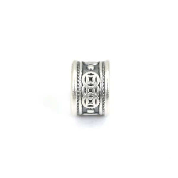 Perle Zwischenstück Tube Vermögen 6x9mm - Silber 999 Niello x 1St