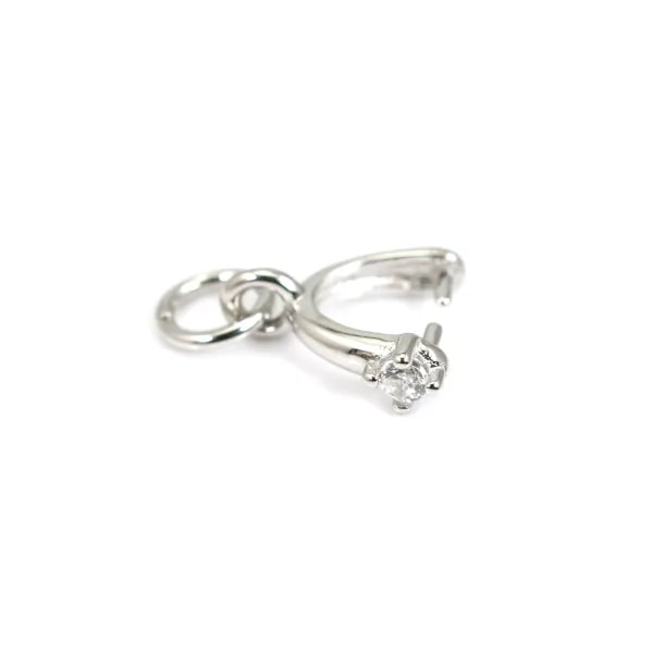 Attache pendentif strass 13mm - oxyde de zirconium & Argent 925 rhodié x 1pc