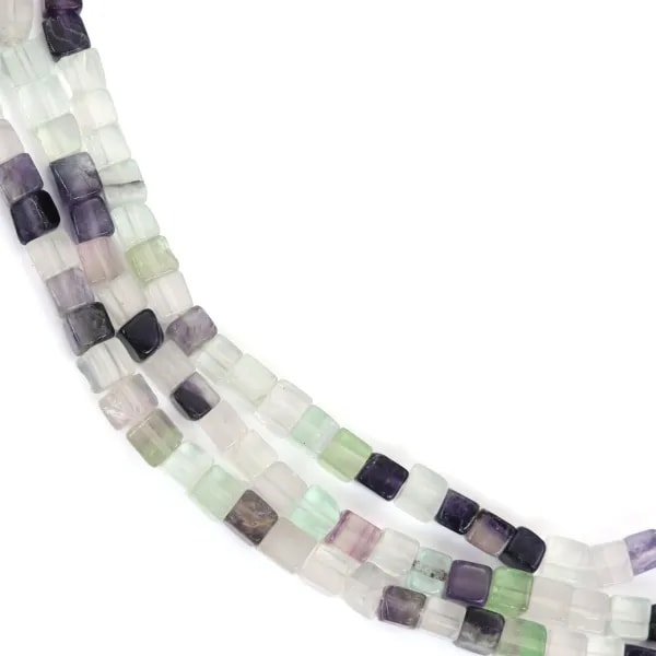Fluorite multicolore, en forme de carré, 4.7mm x 40cm