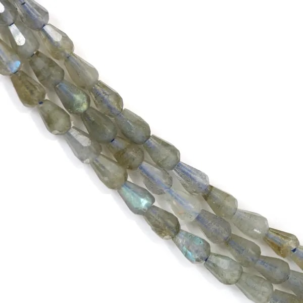 Labradorite faceted drop 4x6mm x 39cm