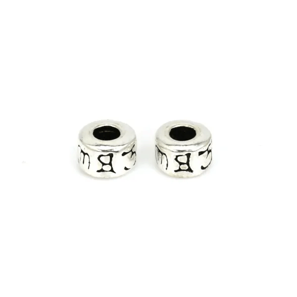Zwischenperle runde tibetanische Mantra 3.7x5.5mm - 925er Silber nielliert x 1St