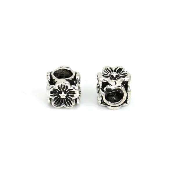Perle intercalaire fleur 6mm - Argent 925 niellé x 1pc