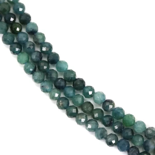 Tourmaline bleu rond facetté 4mm x 39cm