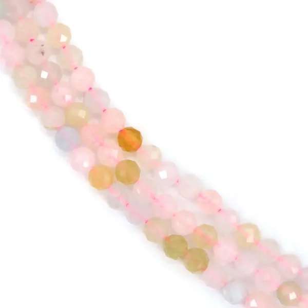 Morganite et aigue marine ronde facette mélangé 4mm x 40cm