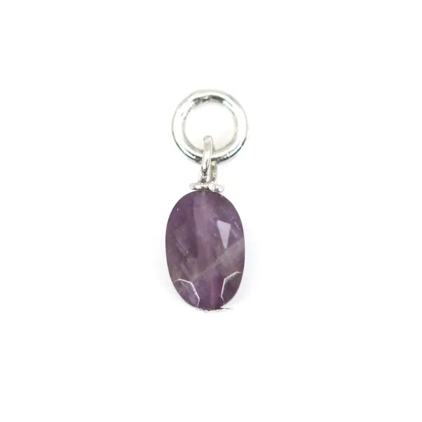 Breloque Améthyste ovale facetté 4x6mm - Argent 925 rhodié x 1pc