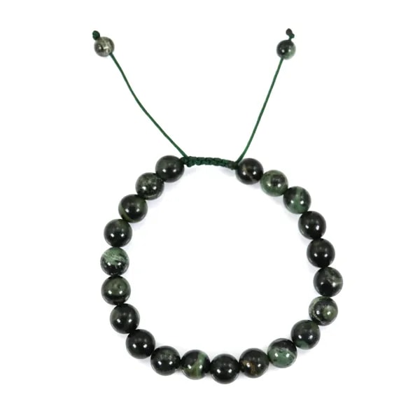 Bracelet Jaspe Kambaba rond 8mm - Réglable macramé x 1pc