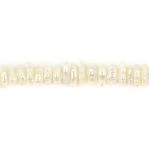 Perle de culture d'eau douce, blanche, rondelle keshi, 4-5mm x 41cm