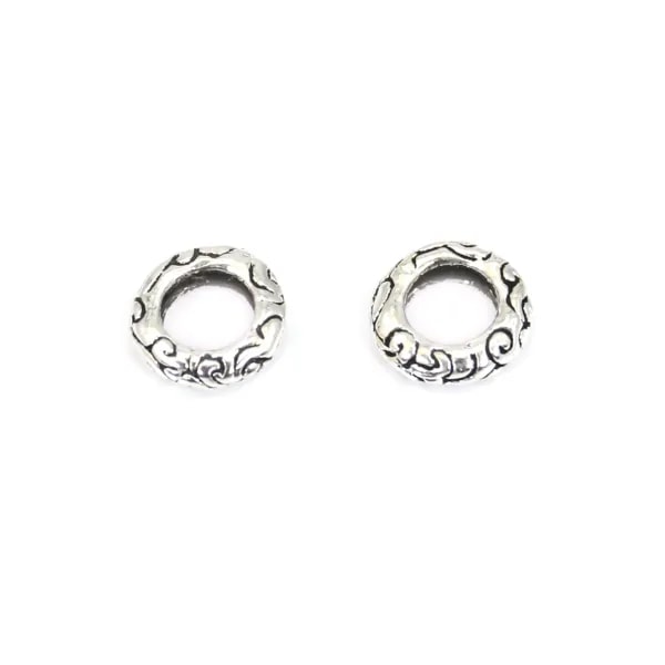 Perle intercalaire rondelle motif 2x8mm - Argent 925 niellé x 2pcs