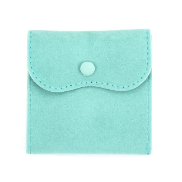 Bolsa de botones de terciopelo turquesa 10x10cm x 1ud
