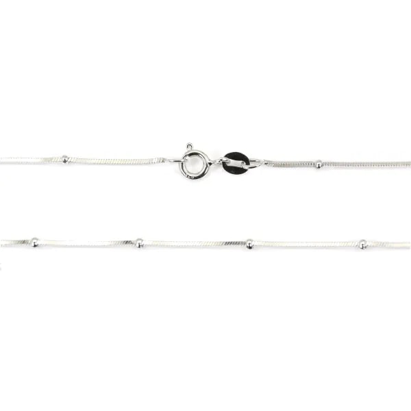 Chaîne perlé maille serpentine carré 0.8mm - Argent 925 rhodié x 40cm