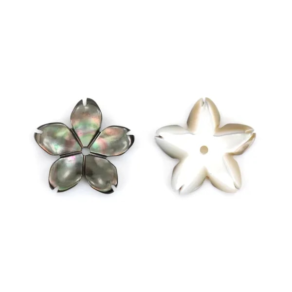 Nacre grise en fleur à 5 pétales 15mm x 1pc