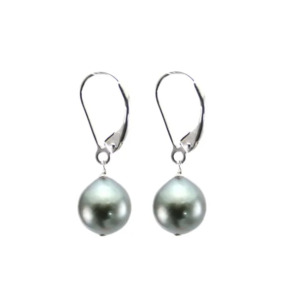 Boucle d'oreille Argent 925 Dormeuse Perles Tahiti x 2pcs
