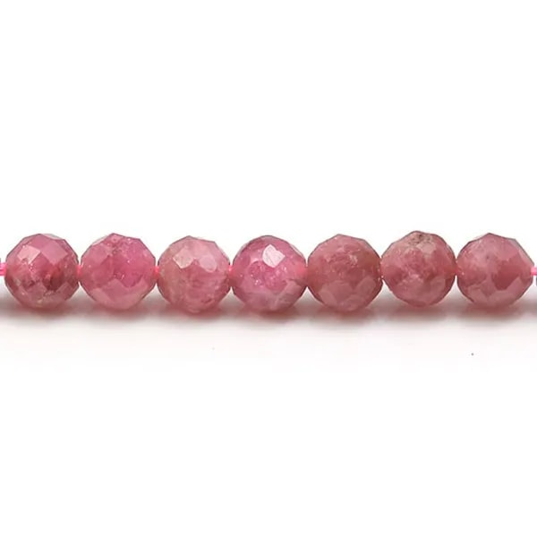 Tourmaline rose foncé, de forme ronde facetté, 4mm x 6pcs