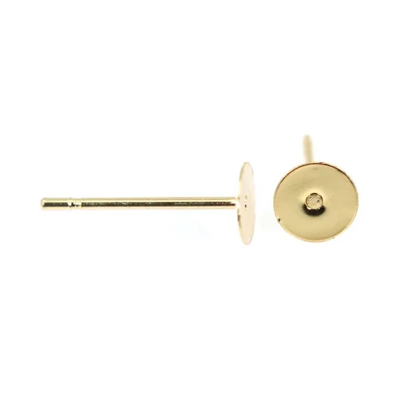 Clou d'oreilles disque 6mm - Acier Inox 304 doré x 4pcs