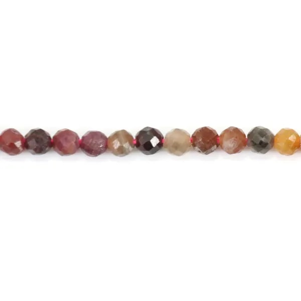 Rubis saphir rond  facetté 3mm sur fil 39cm