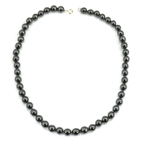Collar Hematites Redondo 8mm x 1pc