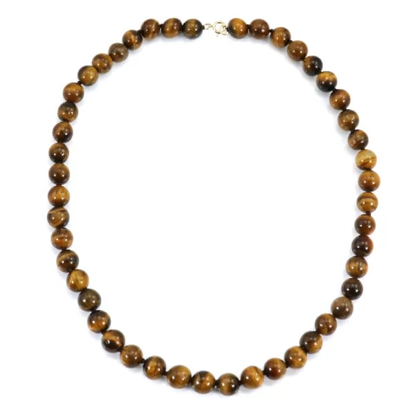 Collier Oeil de tigre rond 8mm x 1pc