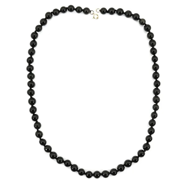 Collana di ossidiana rotonda 6mm x 1pc