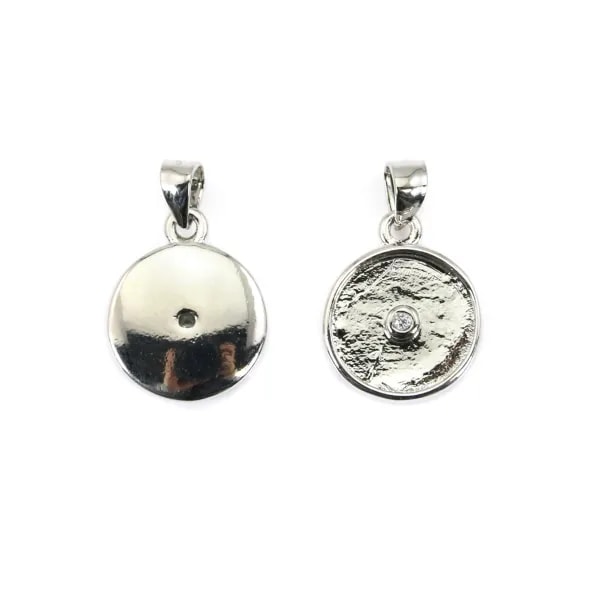 Pendente para Cabochão Donut 10mm - Óxido de Zircónio - Banhado a prata x 1pc