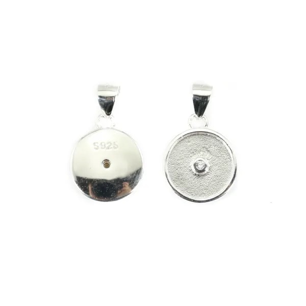 Anhänger für 10mm Donut-Cabochon - Zirkoniumoxid & 925er Silber x 1Stk