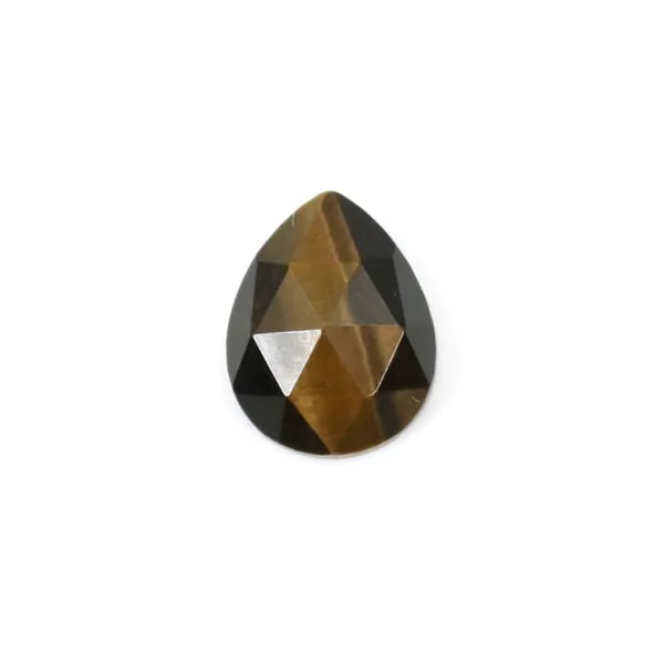 Tigerauge-Cabochon facettierter Tropfen 8x10mm x 1St