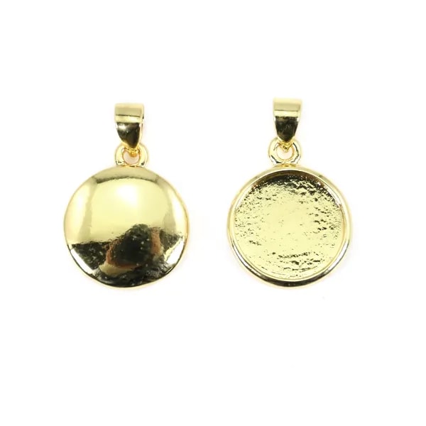 Pendentif pour cabochon rond 10mm - Doré x 1pc