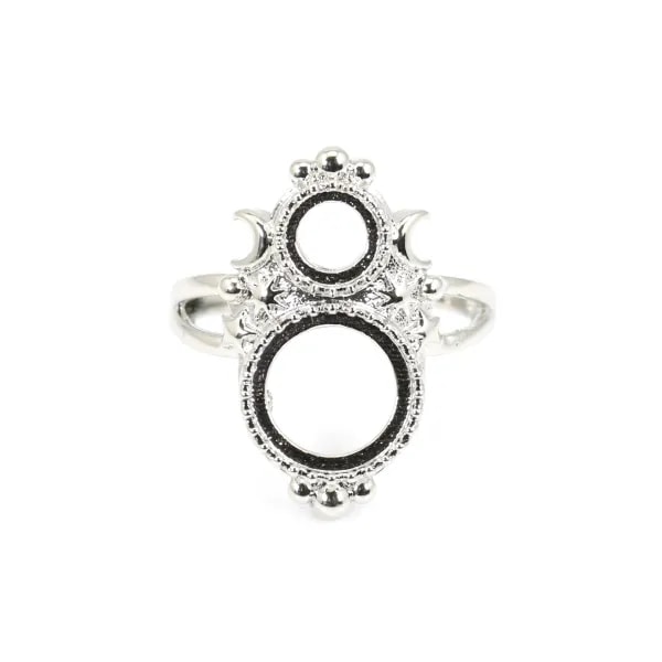 Anillo ajustable para cabujón redondo de 6 y 10mm - Plata x 1pc