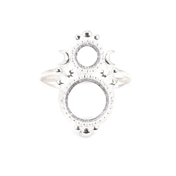 Adjustable ring for round cabochon 6 & 10mm - Silver 925 x 1pc