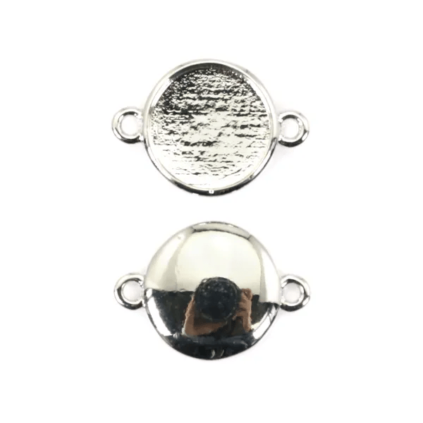 Intercalaire pour cabochon rond 10mm - Argenté x 1pc
