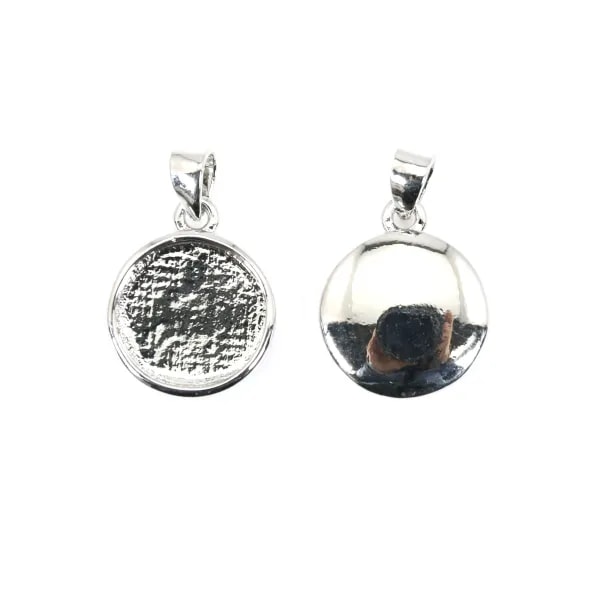 Pendentif pour cabochon rond 10mm - Argenté x 1pc