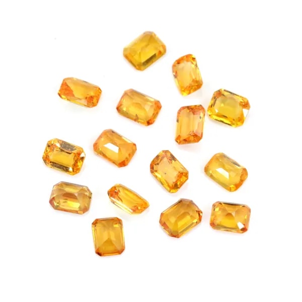 Saphir orange à sertir, taille émeraude rectangle 3.5x4.7mm x 1pc