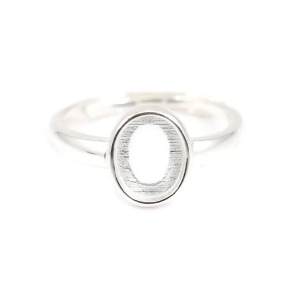 Adjustable ring for oval cabochon 6.4x8.5mm - Silver 925 x 1pc