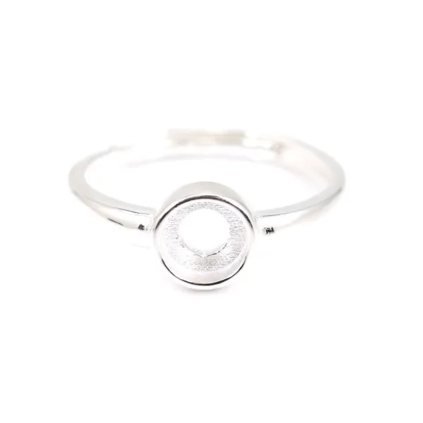 Anello regolabile per cabochon rotondo da 6 mm - Argento 925 x 1 pz