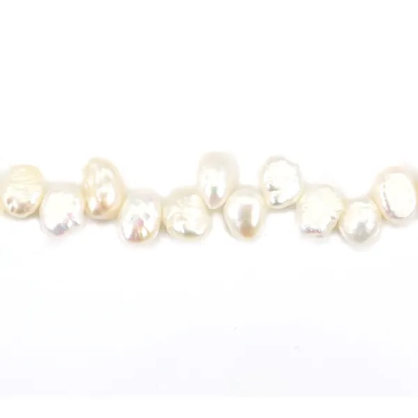 Perle de culture d'eau douce, blanche, baroque, 6-6.5mm x 36cm