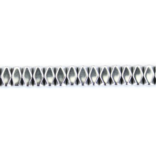 Hématite argenté rondelle carré facetté 2x4mm x 40cm