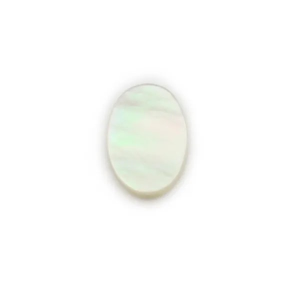 Cabochon Nacre blanche ovale plat 13x18mm x 1pc