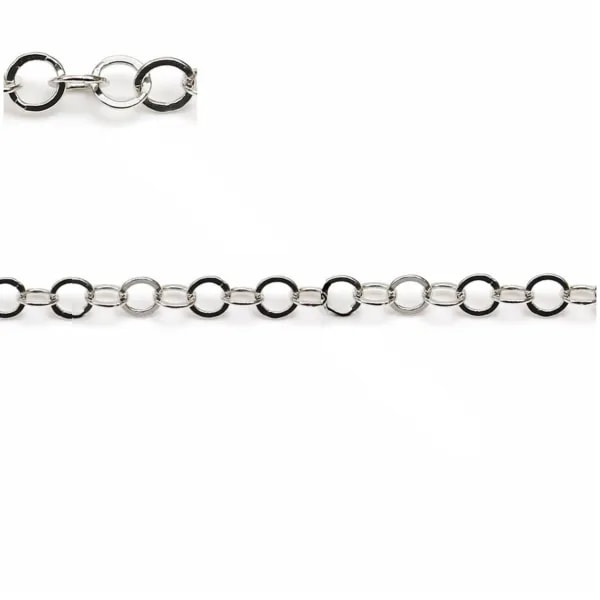 Chaîne argent 925 Rhodié maille ronde plat 3.5mm x 50cm