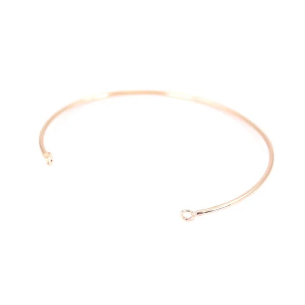 Bracelet jonc, avec 2 anneaux soudé, plaqué par "flash or" rosé sur laiton, 65x49mm x 1pc