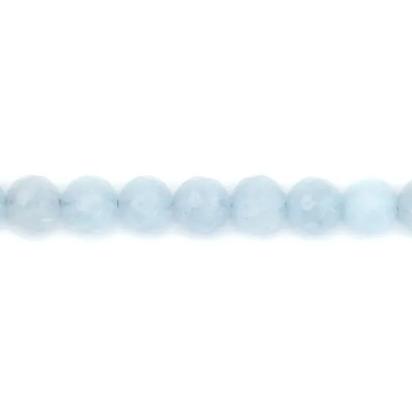 Aigue marine ronde facette 8mm x 40cm