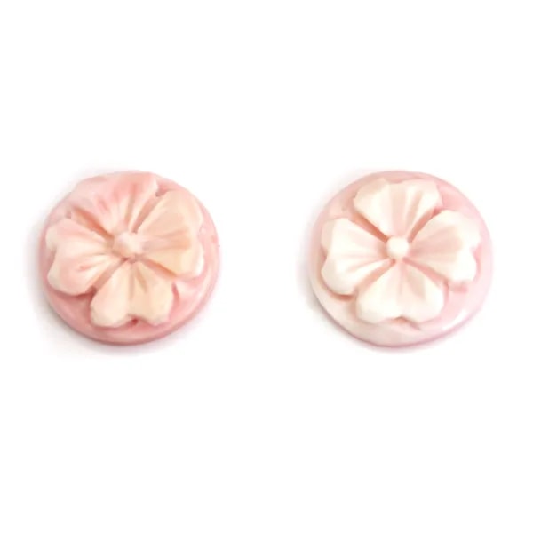 Cabochon Cameo Rosa Conchiglia fiore rotondo 12mm x 1pc