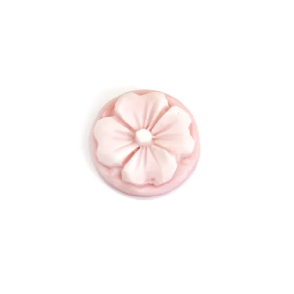 Cabochão Cameo Rosa Concha flor redonda 14mm x 1pc