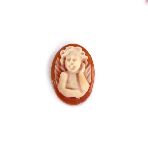Cabochon cammeo Conchiglia corniola ovale angelo 8x10mm x 1pc