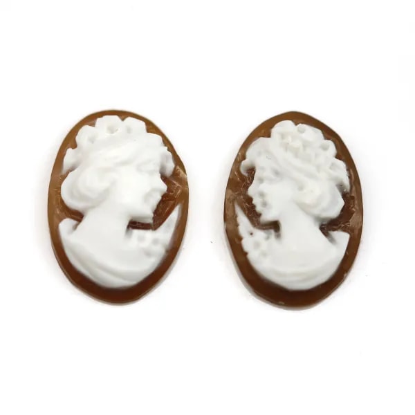 Cabochão Cameo Concha Sardónica Oval Feminina 10x14mm x 1pc