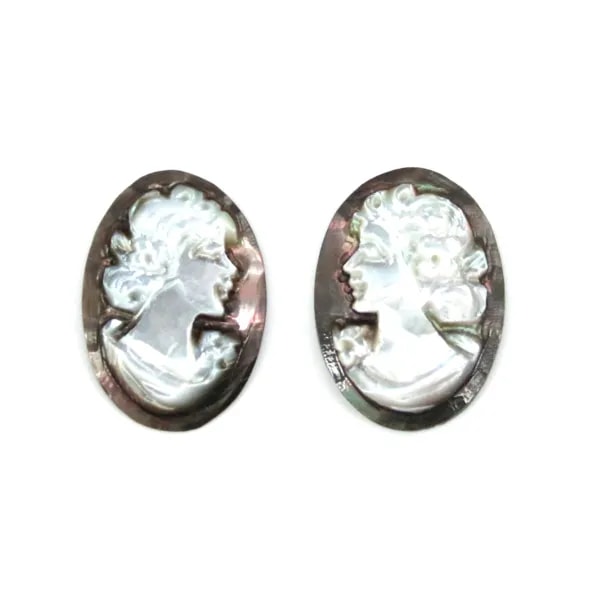 Cabujón ovalado de nácar gris 10x14mm x 1ud