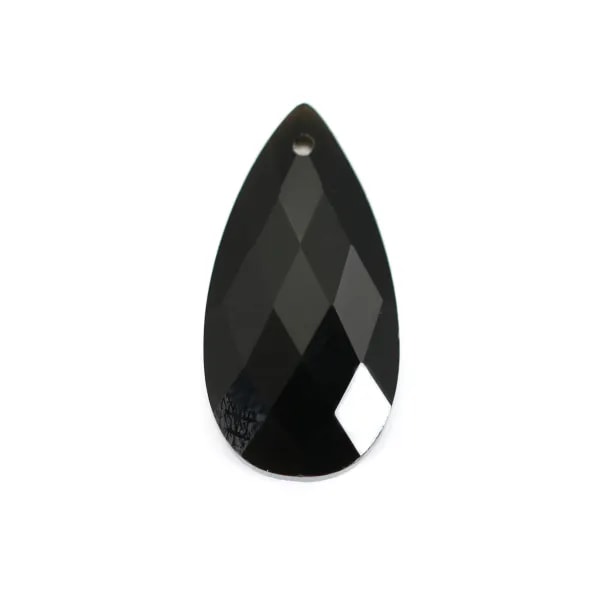 Pingente gota de obsidiana facetada 13x25mm x 1pc