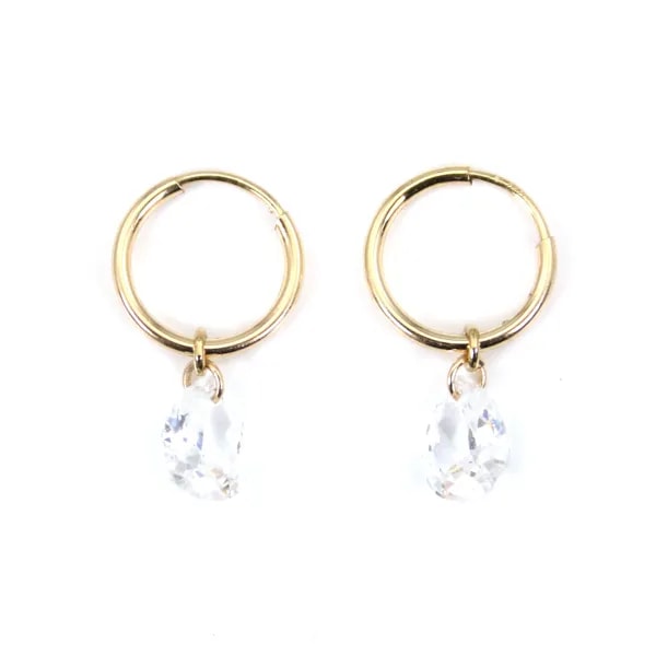 Earring zirconium oxide drop 6x8mm - Gold Filled x 2pcs
