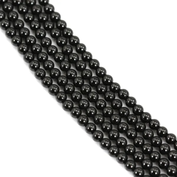 Spinell schwarz rund 2mm x 40cm