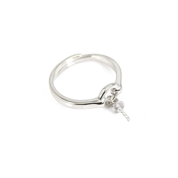 Anello regolabile con chiusura per semi-trapano - Argento 925 rodio x 1 pezzo