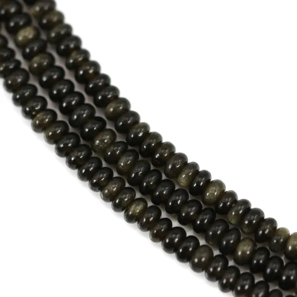Obsidian Rondell - Heishi - 2x4mm x 39cm