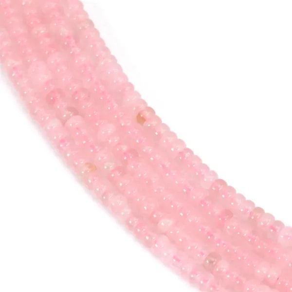 Rondelle de cuarzo rosa - Heishi - 2x4mm x 39cm